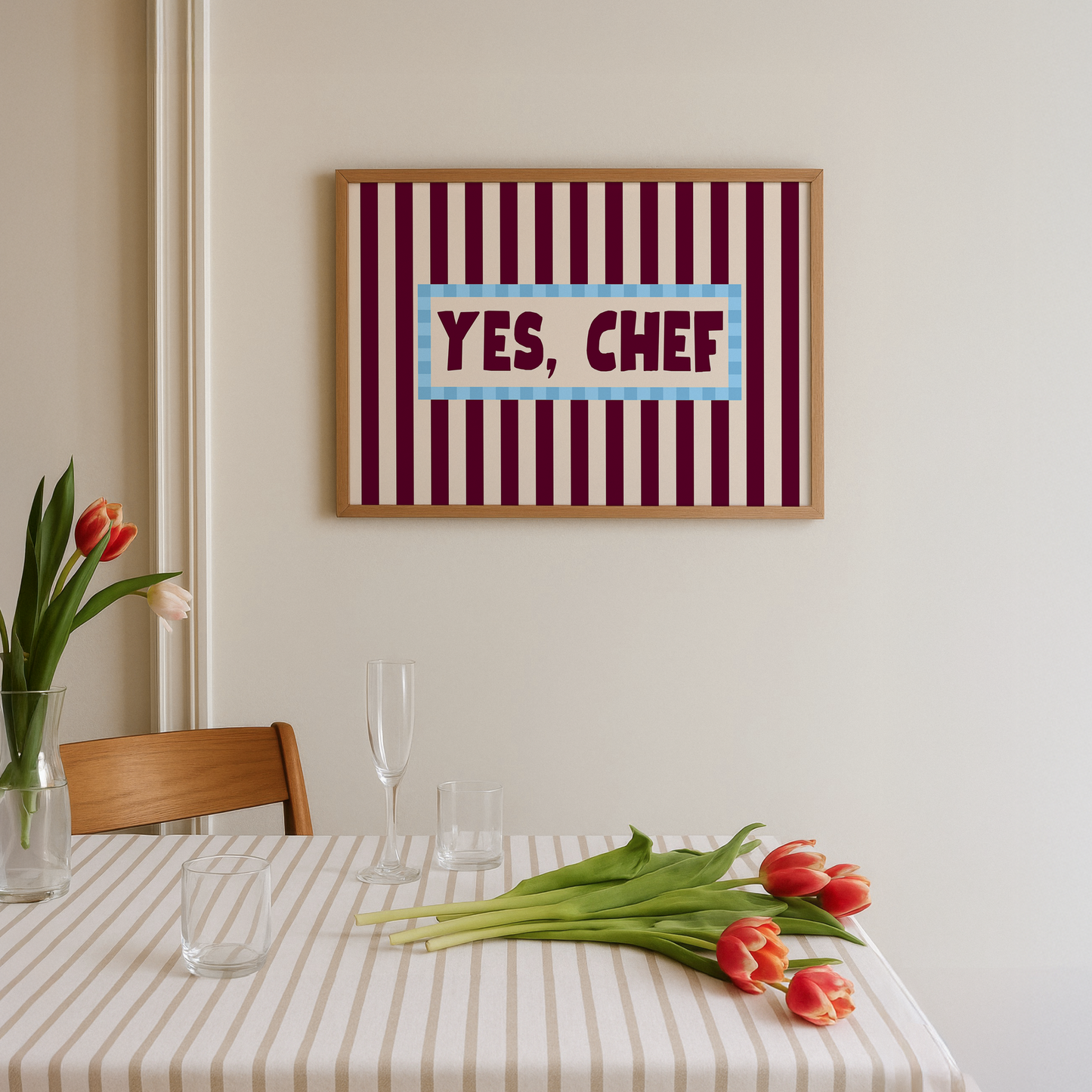 Yes Chef Striped Print